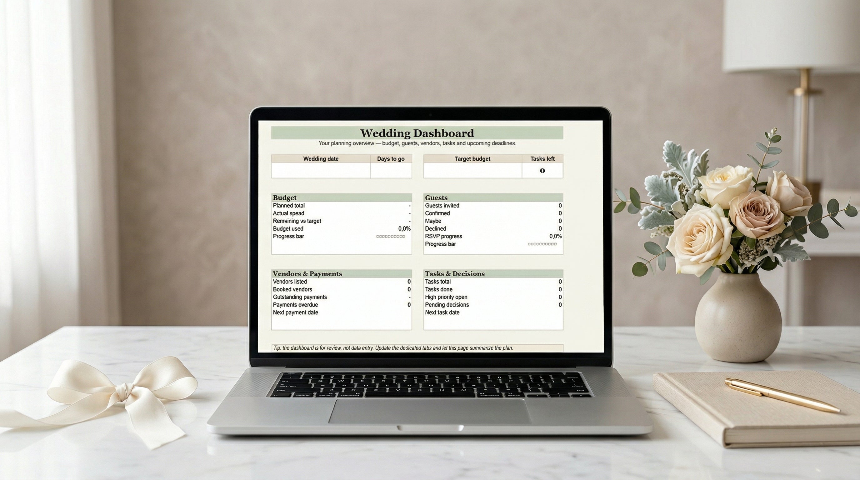 All-in-One Wedding Planning Spreadsheet for DIY Brides