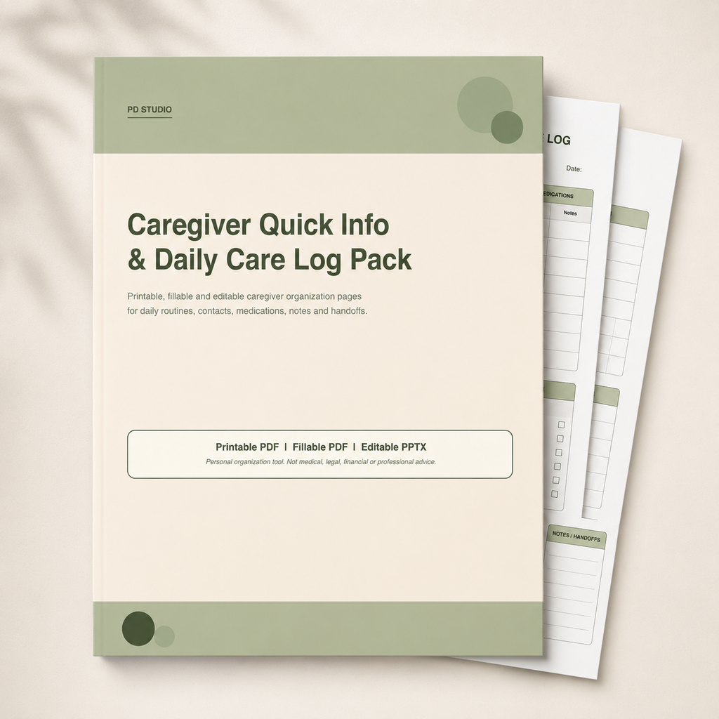 Caregiver Quick Info & Daily Care Log Pack