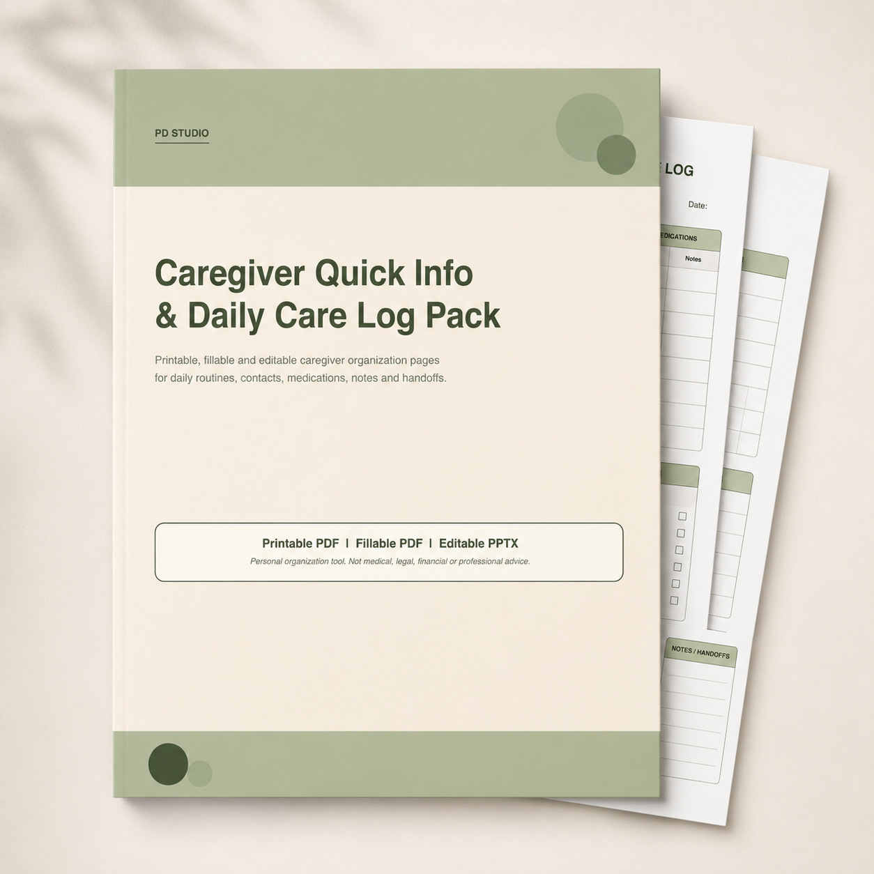 Caregiver Quick Info & Daily Care Log Pack