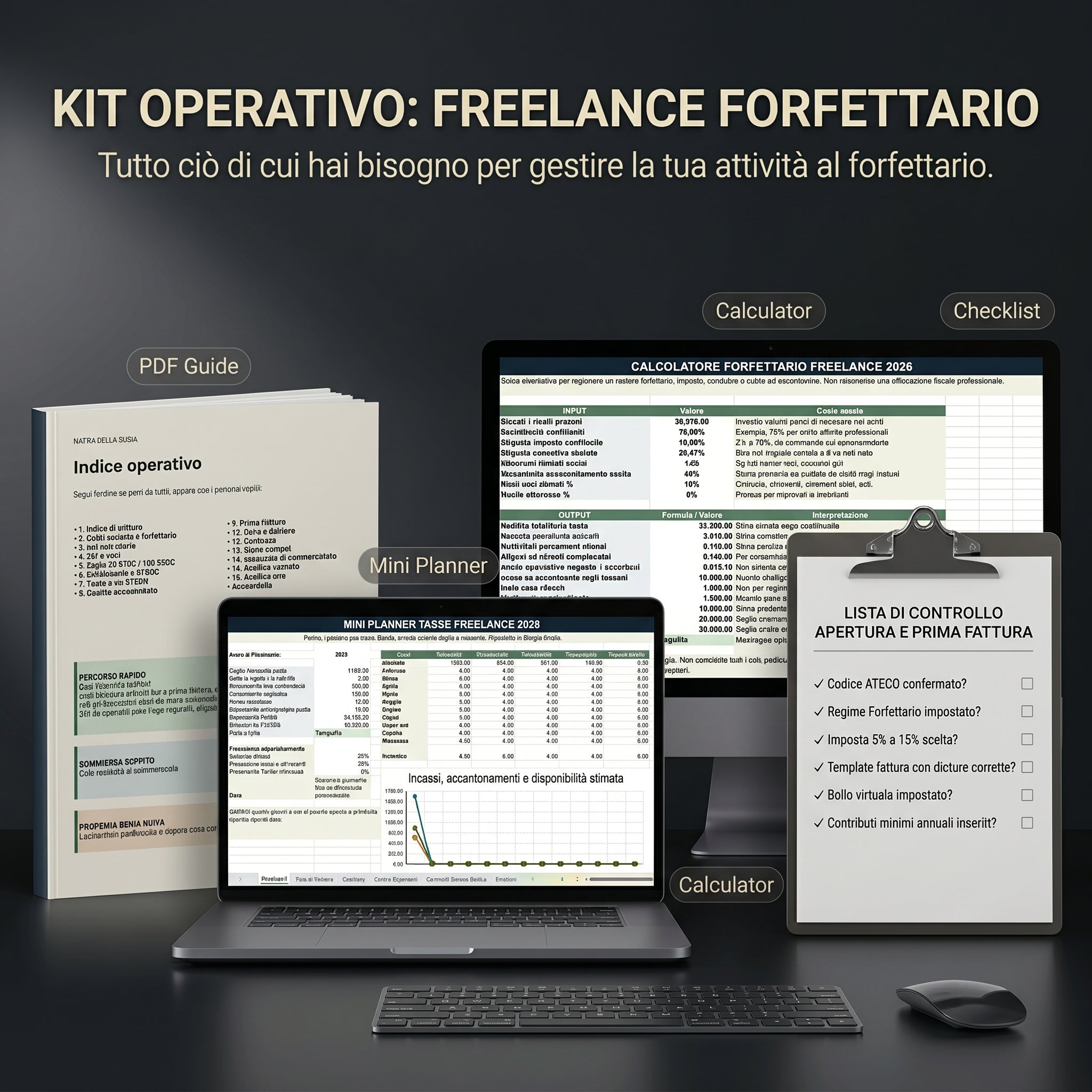 Forfettario Freelance Kit 2026 – Guida + Planner + Calcolatore